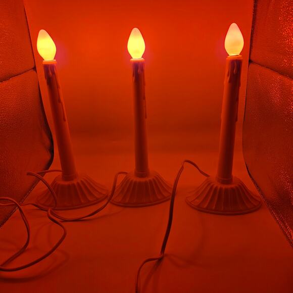 NOMA Vintage Christmas Candles Set of 3 Orange Bulbs 10.5" Electric - Picture 5 of 10